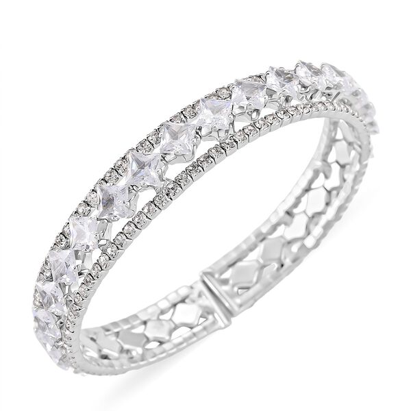 Wei&szlig;er Zirkonia Armreif, Flexibles (ca. 18-19 cm)  Nickelfreies Messing