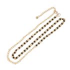 Modischer Kettengürtel, Aluminium + Kunststoff-Zierperlen, Gesamtlänge 115cm (65+50), 30g, gewebt, Schwarz