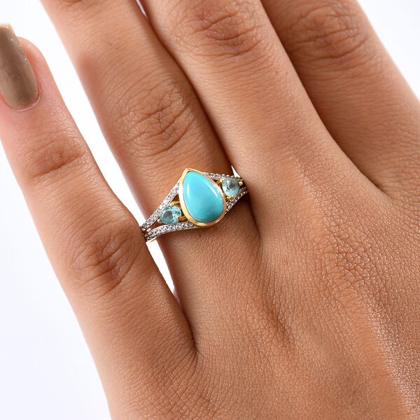 D'Joy AA Sleeping Beauty Türkis, blauer Apatit und Zirkon Ring - 2 ct. image number 3