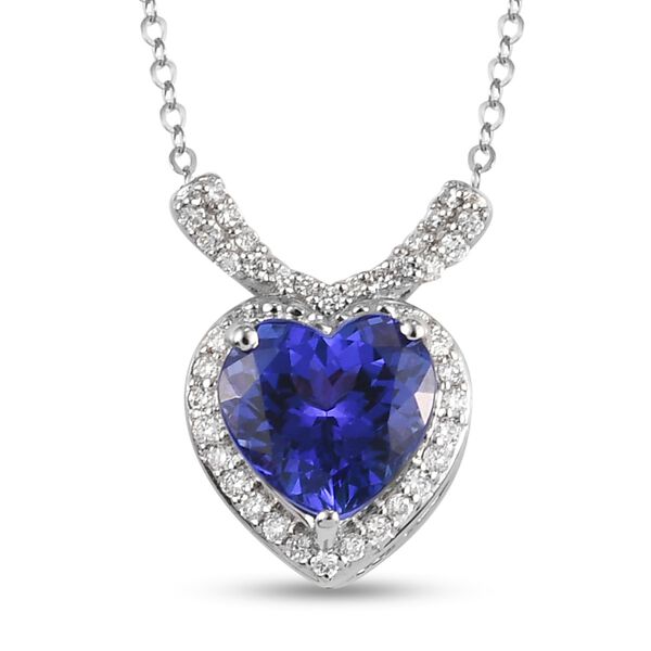 RHAPSODY AAAA Tansanit und Diamant-Anh&auml;nger mit Kette, VS E-F, 45 cm. 950 Platin ca. 2,32 ct