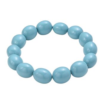 Flexibles Sleeping Beauty t&uuml;rkisfarbenes Oval Muschelkernperle Armband