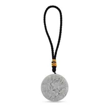 "One piece  approx 45mm carving Double dragon  Burmese Type A Natural Jadeit hanging d&eacute;cor  "