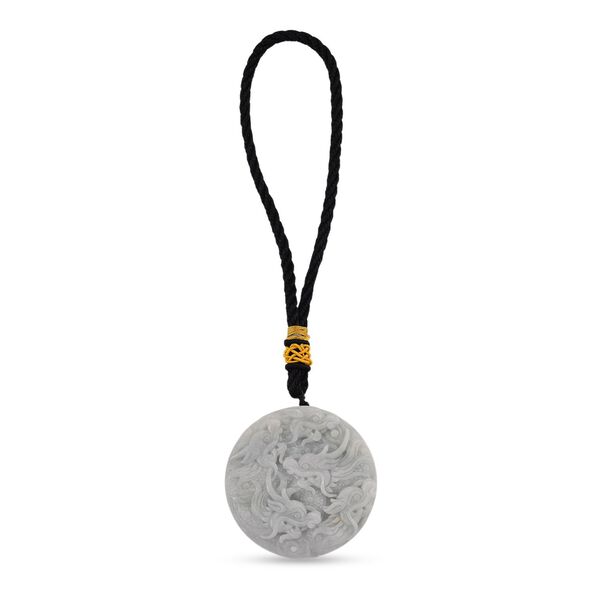 "One piece  approx 45mm carving Double dragon  Burmese Type A Natural Jadeit hanging d&eacute;cor  "