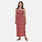 TAMSY - Gesmoktes Maxi-Kleid, Sommerkleid, Blumenmuster, rot
