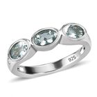 Espirito Santo Aquamarin und Moissanit Ring, 925 Silber platiniert (Gr&ouml;&szlig;e 20.00) ca. 1.22 ct