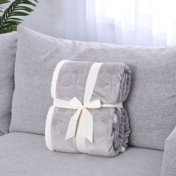 Homesmart Flanelldecke, geometrisches Muster, grau image number 5