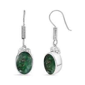 Smaragd-Matrix Ohrringe 950 Kupfer ca. 5.02 ct