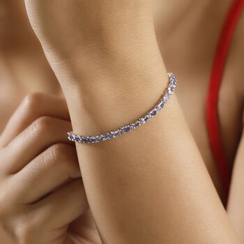 Tansanit Armband ca. 19 cm 925 Silber rhodiniert ca. 7.80 ct