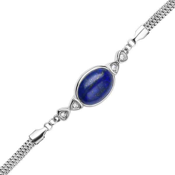 Lapislazuli und wei&szlig;es Kristall-Armband, 19 cm- 12,80 ct. image number 4