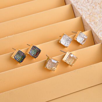 3er-Set - mehrfarbige und wei&szlig;e Kristall-Ohrstecker - 13,50 ct.