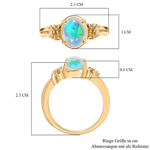 D'Joy AA Nat&uuml;rlicher, &auml;thiopischer Welo Opal, Gelber Saphir Ring 925 Silber vergoldet (Gr&ouml;&szlig;e 18.00) ca. 1,34 ct image number 7