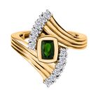 Nat&uuml;rlicher Chromdiopsid, wei&szlig;er Zirkon Ring, 925 Silber vergoldet (Gr&ouml;&szlig;e 16.00) ca. 0.94 ct