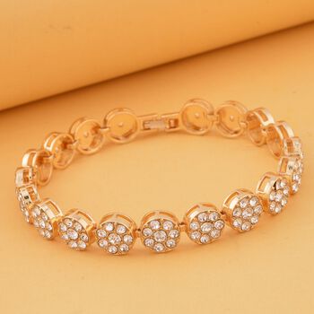 Wei&szlig;es Kristall-Armband ca. 19 cm, goldfarben