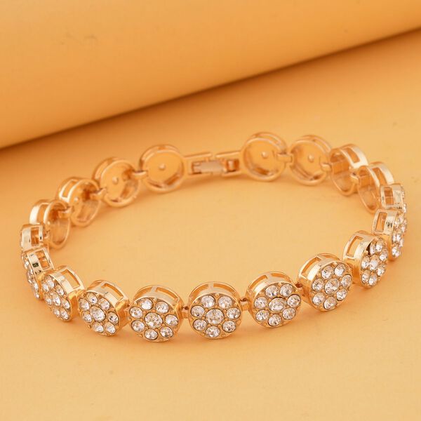 Wei&szlig;es Kristall-Armband ca. 19 cm, goldfarben image number 1