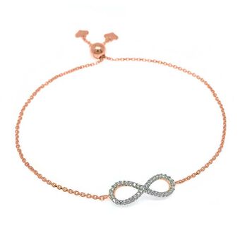 LUSTRO STELLA - Zirkonia Bolo Armband ca. 23 cm 925 Silber ros&eacute;vergoldet ca. 0,42 ct