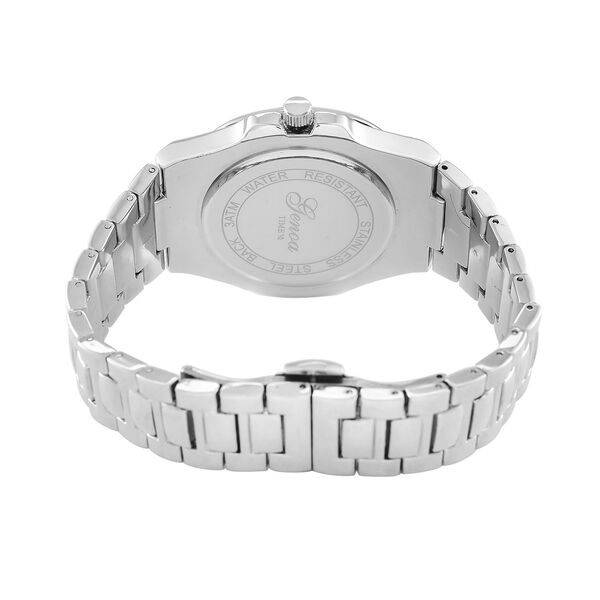 Genoa Time V2 - PC32 Japanisches Uhrwerk, Datumsanzeige, robustes Gehäuse in PNP-Stahloptik, blaues Zifferblatt mit hydraulischen Details, Edelstahlarmband image number 6