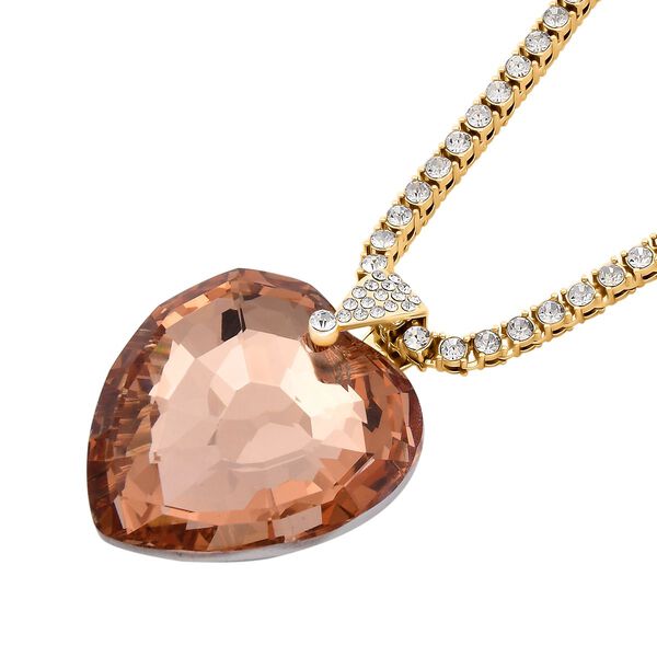 Pfirsichfarbene und weiße Kristall-Halskette, 20 cm image number 3