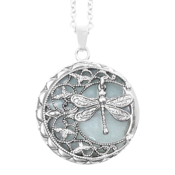 Gr&uuml;ner Aventurin Anh&auml;nger mit Kette, Edelstahl