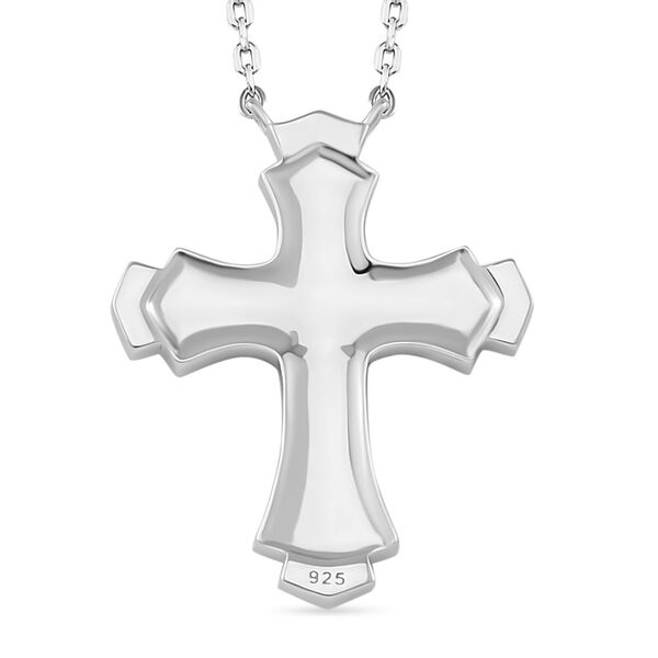 Gr&uuml;ner und wei&szlig;er Kreuz Zirkonia Anh&auml;nger mit 45cm Kette image number 5