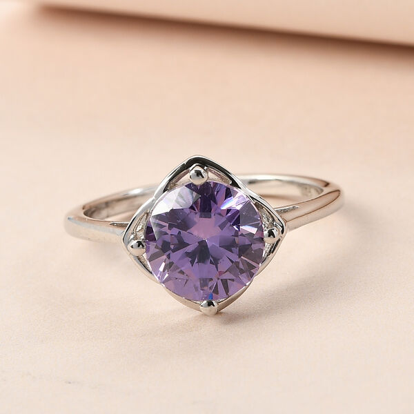 LUSTRO STELLA - Amethyst Zirkonia-Ring, 925 Silber platiniert  ca. 3,35 ct image number 2