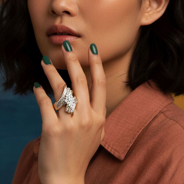 LUXURIANT SGL zertifizierter SI-GH Labor Diamant Ring, 925 Silber 750 Gelbgold Vermeil - 1 ct. image number 3