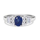 D'Joy Masoala Saphir (Fissure gefüllt), Moissanit Ring 925 Silber rhodiniert (Größe 20.00) ca. 1,50 ct