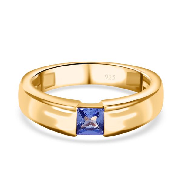 Tansanit Ring, 925 Silber, 750 Gelbgold Vermeil (Gr&ouml;&szlig;e 20.00) ca. 0.31 ct