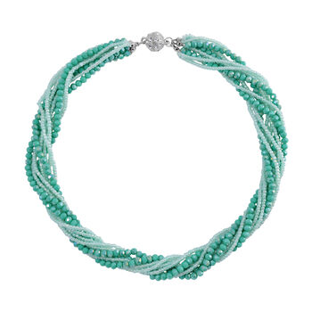 2er Set - gr&uuml;n Kristall, Wei&szlig;er Kristall Halskette und Ohrringe