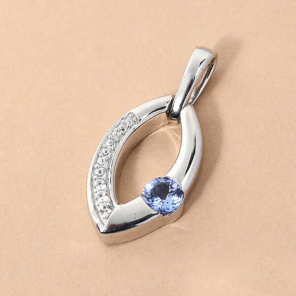 Tansanit und Zirkon Anh&auml;nger 925 Silber platiniert ca. 0,47 ct image number 2