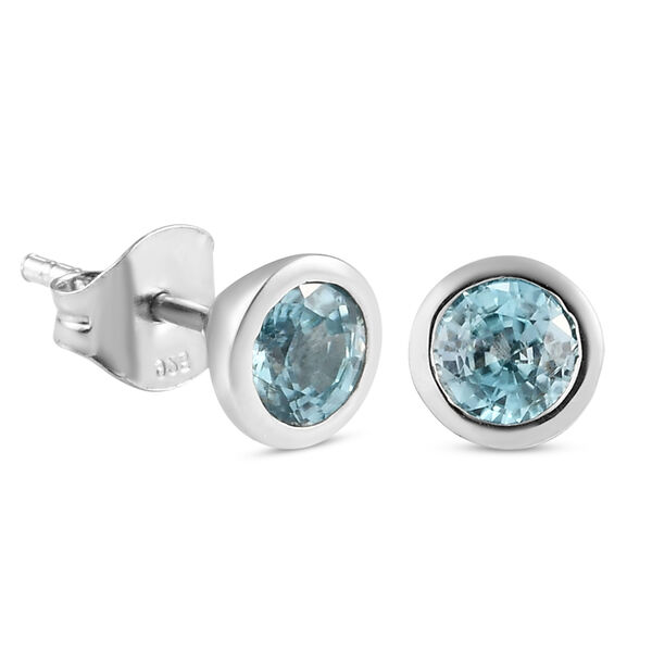 Kambodschanischer, blauer Zirkon-Ohrstecker, 925 Silber platiniert ca. 1,64 ct image number 4