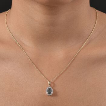 AAA Alexandrit, Wei&szlig;er Diamant Anh&auml;nger mit Kette, 585 Gold ca. 1.50 ct