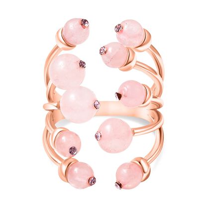 Rosenquarz Flexibel Ring (Gr&ouml;&szlig;e 17.00) in Messing