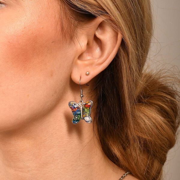 Schmetterlings-Ohrringe im Murano-Stil image number 7