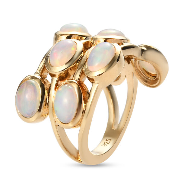 Natürlicher Äthiopischer Opal Ring 925 Silber vergoldet  ca. 2,54 ct image number 5