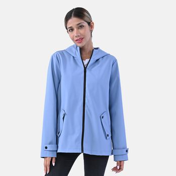 LA MAREY - Luxus Allround Jacke mit Kapuze, Gr&ouml;&szlig;e M, Blau