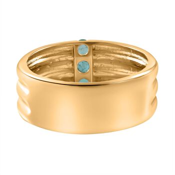 AAA Kagem Sambischer Smaragd Ring, 925 Silber Gelbgold Vermeil, (Gr&ouml;&szlig;e 18.00) ca. 0.41 ct