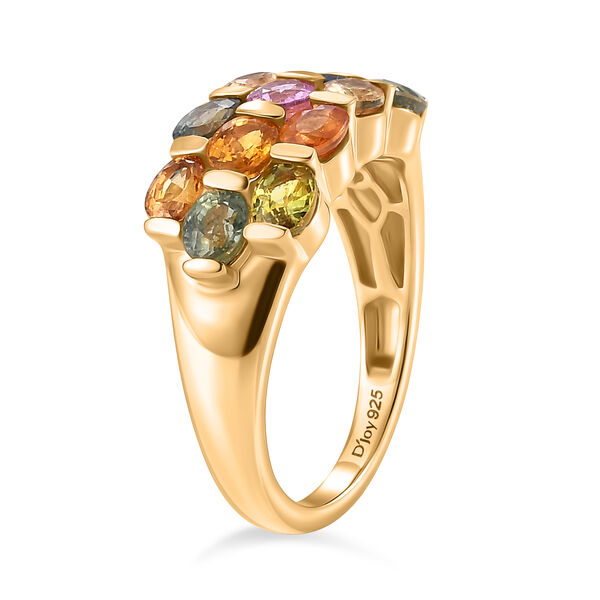 D'Joy Mehrfarbiger Saphir, Rosa Saphir Ring 925 Silber 750 Gelbgold vermeil (Gr&ouml;&szlig;e 18.00) ca. 3.26 ct image number 4