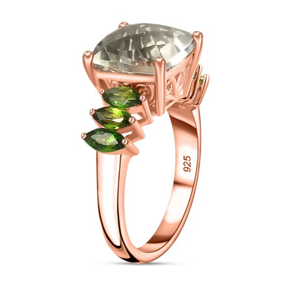 Prasiolith, Natürlicher Chromdiopsid Ring, 925 Silber 750 Roségold Vermeil (Größe 21.00) ca. 5.09 ct image number 5