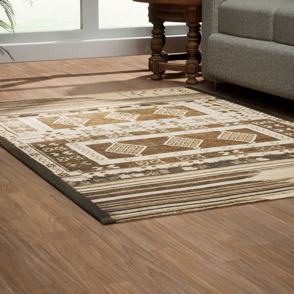 Handgefertigter Digitaldruck-Teppich aus Baumwolle, beige und braun image number 1