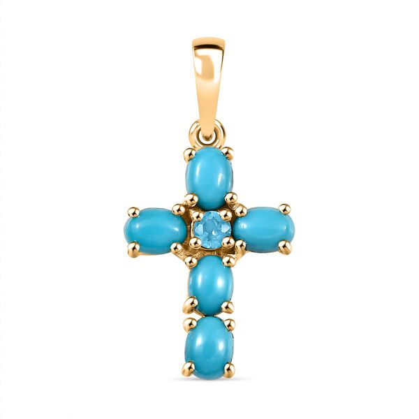 AA Sleeping Beauty T&uuml;rkis und Neon Apatit Anh&auml;nger, 925 Silber vergoldet - 0,85 ct.