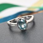 Kambodschanischer blauer Zirkon Solitär Ring 925 Silber Platin-Überzug image number 1