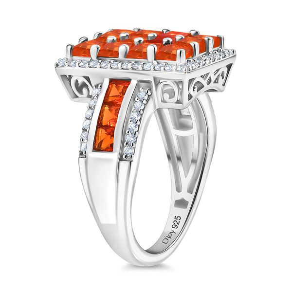 Djoy AAA Feueropal Ring mit seltener Asscher Schliff 925 Silber rhodiniert (Gr&ouml;&szlig;e 17.00) ca. 3.00 ct image number 5