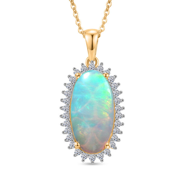 LUXURIANT - AAA Nat&uuml;rlicher, &auml;thiopischer Welo Opal, Lab Grown Diamant Schmuckset ca. 50 cm 925 Silber 750 Gelbgold vermeil ca. 3.83 ct