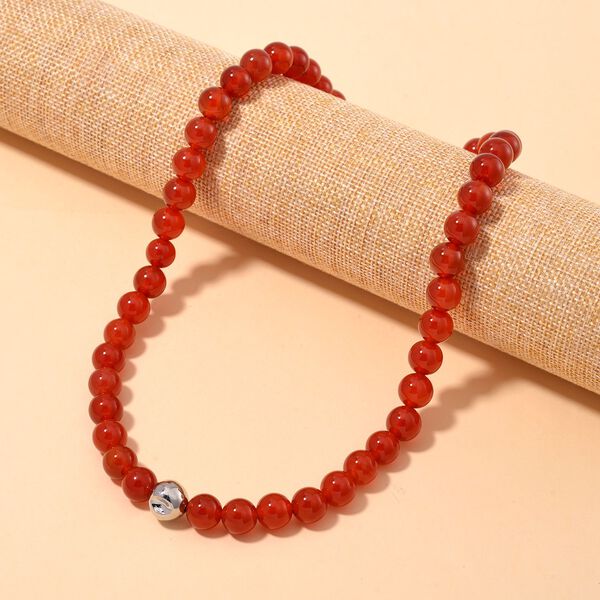 Rote Achat-Halskette, 50 cm - 365 ct. image number 2