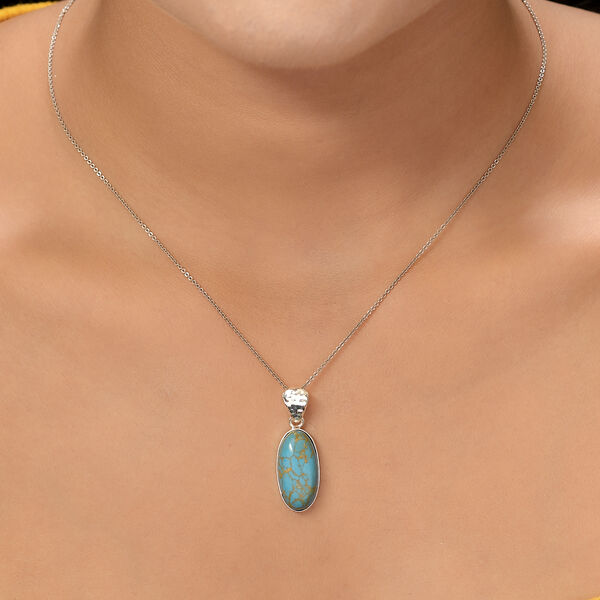 Blauer Mojave T&uuml;rkis-Solit&auml;r-Anh&auml;nger in Silber image number 3