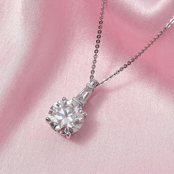 D'Joy Moissanit Anh&auml;nger mit Kette ca. 50 cm 925 Silber Rhodiniert ca. 3.78 ct