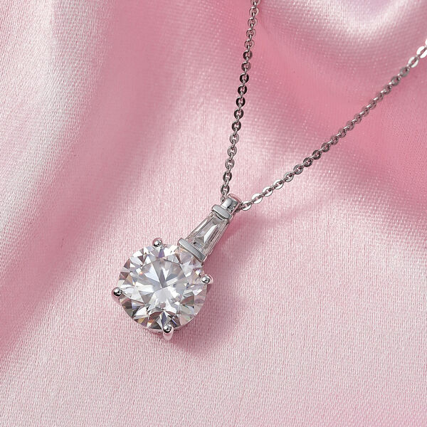 D'Joy Moissanit Anh&auml;nger mit Kette ca. 50 cm 925 Silber Rhodiniert ca. 3.78 ct image number 1