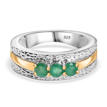 Kagem Sambischer Smaragd Ring 925 Silber rhodiniert (Gr&ouml;&szlig;e 17.00) ca. 0,54 ct