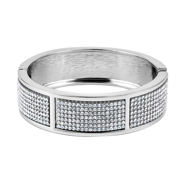 Weißer Kristall Armreif, ca. 19 cm, silberfarben image number 5