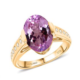 AAA Martha Rocha Kunzite, Weißer Diamant Ring 375 Gold (Größe 18.00) ca. 5,38 ct